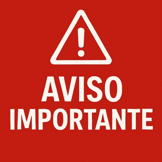Puede ser una imagen de texto que dice "! AVISO IMPORTANTE"